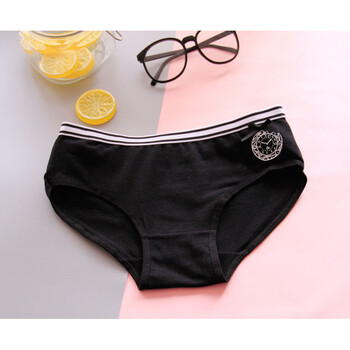 期三角内裤13高中14初中学生15女生全棉短裤头16岁 蝴蝶结钟表黑色