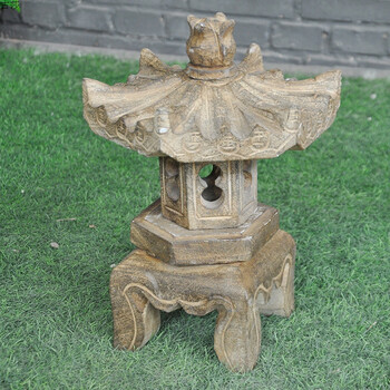 仿古做旧青石石头雕刻石灯摆件庭院古典地灯装饰日式石灯照明灯具 40
