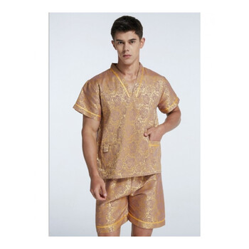 棉质安然纳米汗蒸服浴衣桑拿服浴服足疗服 金色 男