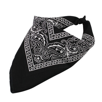 方巾复古腰果花街舞头巾嘻哈发带棉巾定制logo音乐节活动景区品 黑色