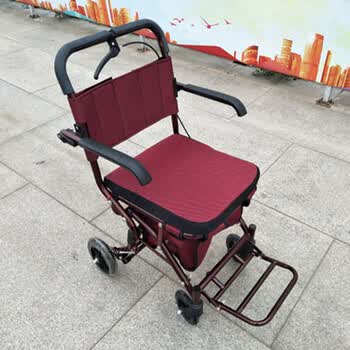 老年手推车代步手扶助行器四轮座椅轻便折叠轮椅老人推车可推可坐