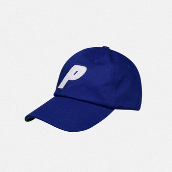 2018男女百搭鸭舌帽欧美潮牌palace复古p字母刺绣棒球帽弯檐帽潮 蓝色
