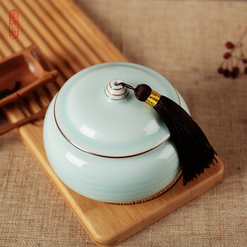 堂悦坊 龙泉青瓷洞庭秋思茶叶罐  精装礼盒 粉青