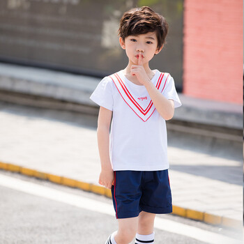 2018新款夏季儿童校服幼儿园园服短袖套装学院风小学生班服 男童套装