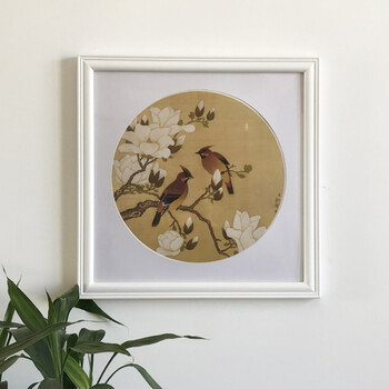 40 50 圆形软卡宣纸字画书法手工装裱画框 白色 卡纸内放圆形48cm图