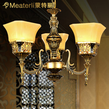蒙特丽 客餐厅吊灯9125 欧式复古怀旧仿云石灯具(B) 3头