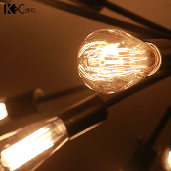 
                                        【kc灯具】loft工业风吊灯 RH工业风酒吧咖啡厅黑寡妇卫星吊灯 KC-D1012/2                
