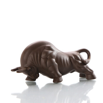 茶宠摆件可养个性动物创意紫砂茶盘茶具摆件饰品茶宠牛 新款:势不可挡