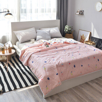 臻 博洋 丝家纺夏天床品小草莓公主风夏被单人1.