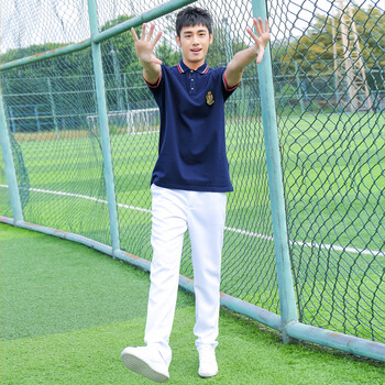高中学生英伦小学生校园风毕业照服装pr 【男】【藏青t恤】【白长裤】