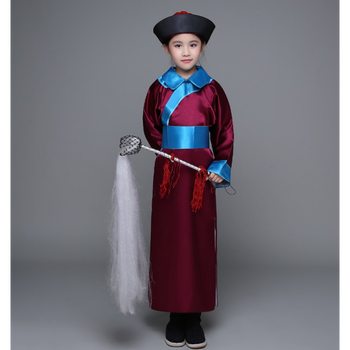 夏季新款儿童古装小大臣公公总管太监服清朝男侍卫演出服官服表演 酒