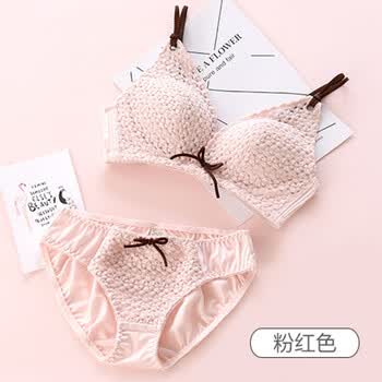 日系少女甜美内衣内裤套装女性感无钢圈文胸聚拢小胸调整学生胸罩