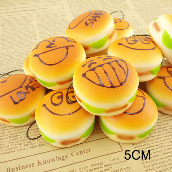 5cm/7cm/10cm仿真表情汉堡面包玩具慢回弹挂件 hamburger squishy