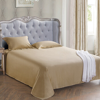 床单单件五星级酒店床上用品棉布床单色贡缎春te34 卡其色60支 245x