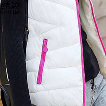 绣颖2015秋冬新款韩版修身连帽短款棉服马甲女8112 白色 XXL