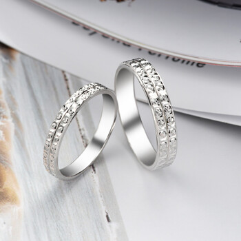 维罗纳925纯银 情侣戒指一对 男女结婚对戒首饰 日韩银饰简约甜蜜对戒