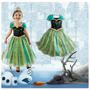 elsa安娜公主裙儿童艾莎灰姑娘女童化妆舞会演出服 裙子 辫子 项链