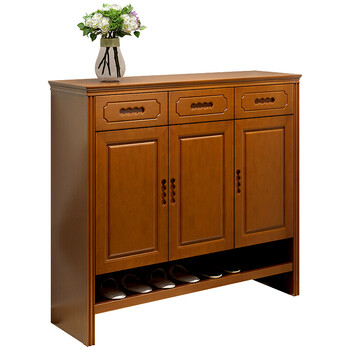 爵尼 新中式实木鞋柜简约对开门客厅多层大容量储物柜2门3门玄关门厅