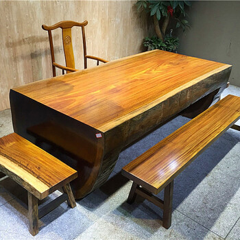 艾帛利aiboully奥坎实木大板桌原木茶桌椅组合现货茶板