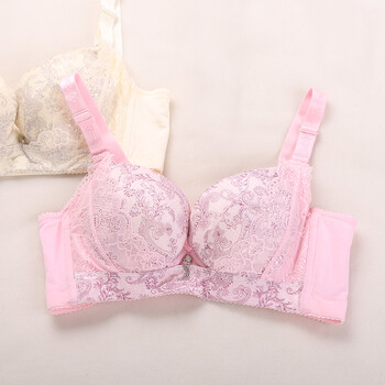 厚杯聚拢调整型文胸蕾花朵印花内衣 粉色 80a