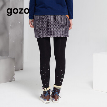 gozo  秋季新款 拼色 图案针织短裙  GC4A200500 深蓝色 M