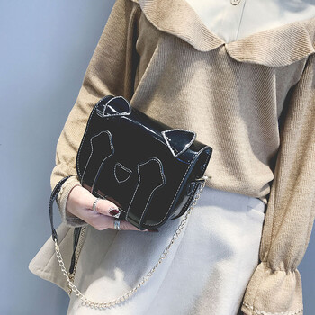 斜挎包女韩版学生原宿学院风百搭小清新ulzzang链条包chic包包女 黑色