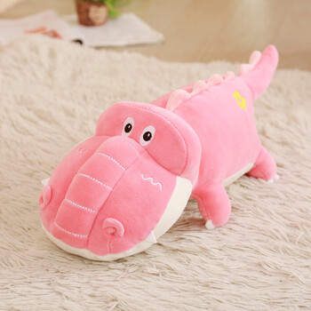 大号羽绒棉马卡龙糖果色鳄鱼抱枕儿童陪睡安抚玩偶礼物 粉色 80cm【图