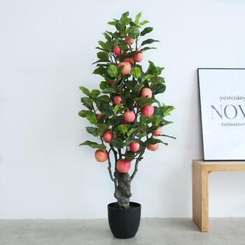 树旅人蕉琴叶榕散尾葵欧盆景大型盆栽仿真盆景装饰 红色 150cm苹果树