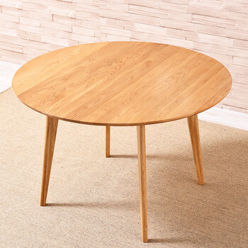 瀚木堂 实木餐桌 圆形餐桌椅组合北欧日式简约现代白橡木餐厅客厅圆