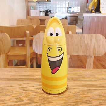 情侣保温杯女男学生一对可爱卡通便携个性清新文艺简约 【黄色】爆笑