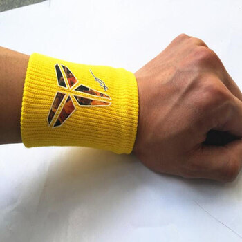 篮球护腕运动护具棉烫标护手腕纪念品球迷用品礼品男 科比标志黄色