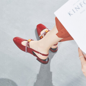 2018女鞋韩版包头凉鞋女夏平底学生红色单鞋玛丽珍鞋 红色-1 34