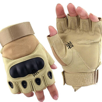 户外健身器械半指手套男登山特种兵作战训练手套 沙漠风暴沙色升级版