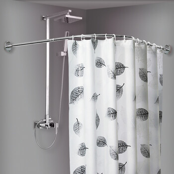 浴室弧形浴帘杆浴帘套装免打孔卫生间伸缩淋浴加厚防水防霉隔断帘