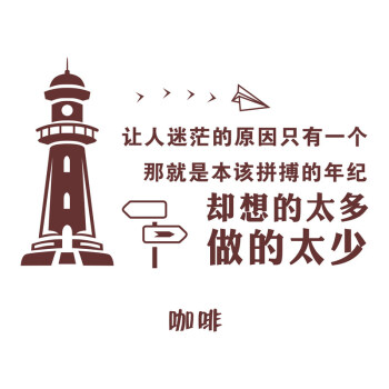 激励标语文字墙贴画 公司办公室寝室卧室书房励志灯塔创意墙贴纸 咖啡