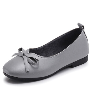 春夏季新款女童小皮鞋蝴蝶结公主鞋方口单鞋儿童软底舞蹈鞋潮 灰色 26