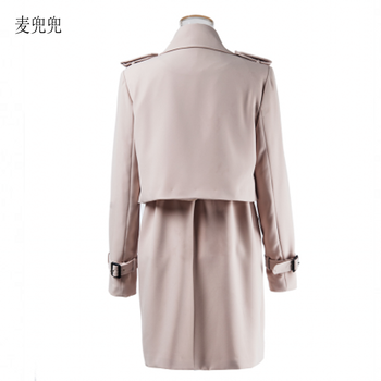 
                                        OTHYUS 麦兜兜香港潮牌秋冬双排扣薄女式风衣外套休闲时尚外套 米白色 XL                