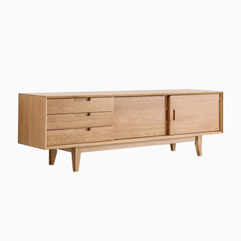 纯实木电视柜日式简约现代小户型白橡木地柜视听柜组合柜 定做胡桃色