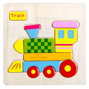 拼图3d立体木质动物宝宝儿童拼板地摊玩具1-2-3-6岁周岁半 001-火车