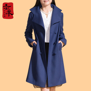 
                                        亦朵2016秋季新款风衣女中长款时尚外套品牌气质风衣女春秋大码女装 黛蓝色 M                