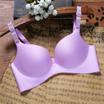 款无痕无钢圈文胸聚拢小胸 大码上托少女胸罩无痕美背内衣 紫色 34