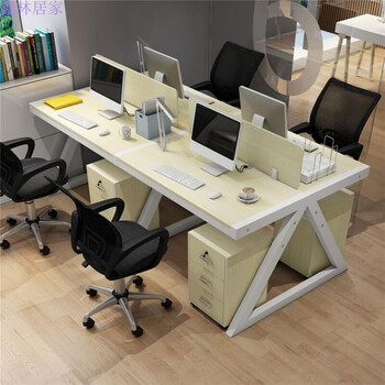职员办公桌简约现代桌椅组合电脑四人位4屏风工作6工位办公室家具
