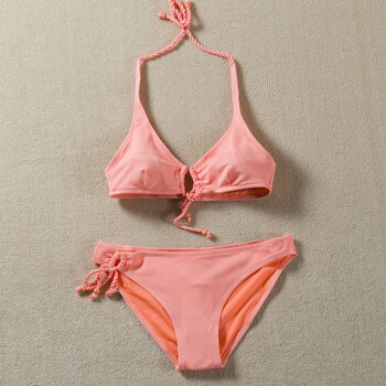 夏季沙滩海边系带泳衣女两件套性感大小胸聚拢三角比基尼分体泳衣
