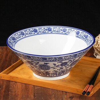 陶玲珑饭店大碗餐具 日式面碗青花陶瓷喇叭碗酒店大碗汤盆餐具大号