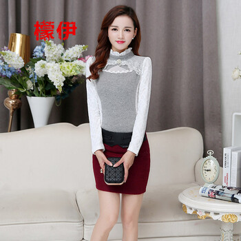 檬伊 2015秋装新款大码韩版女装兔毛打底衫 图片色 2XL