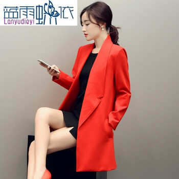 九月女装店2015秋冬装新款韩版大衣长袖时尚修身大码中长款风衣外套潮 红色 M