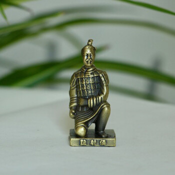 秦始皇铜兵马俑摆件旅游纪念品中国风送老外礼物 青铜色跪射俑8cm