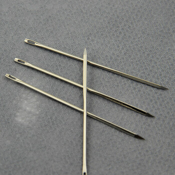 三角皮革手缝针手工菱形皮草针皮雕钢针长diy皮具皮革家用针 小号长4.