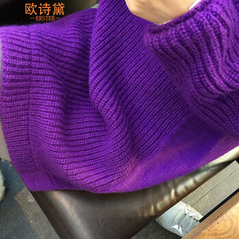 
                                        欧诗黛 针织衫女2016秋冬新款宽松时尚打底长袖假两件套头毛衣女 图片色 M                