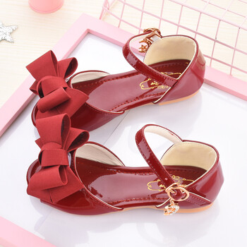 凉鞋夏季软底儿童公主鞋2018韩版新款鞋中小学生百搭平底凉鞋 酒红色